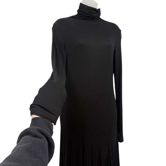AG Jeans Chels Black Maxi Dress Turtleneck Front Slit Stretch Small NWOT - Picture 6 of 13
